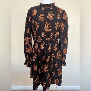 Cupshe Black and Orange Floral Dress NWT